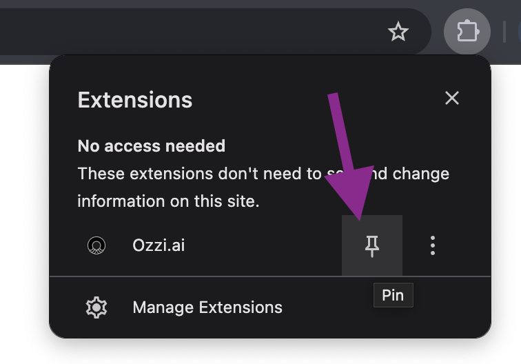 Pin Ozzi.ai to toolbar